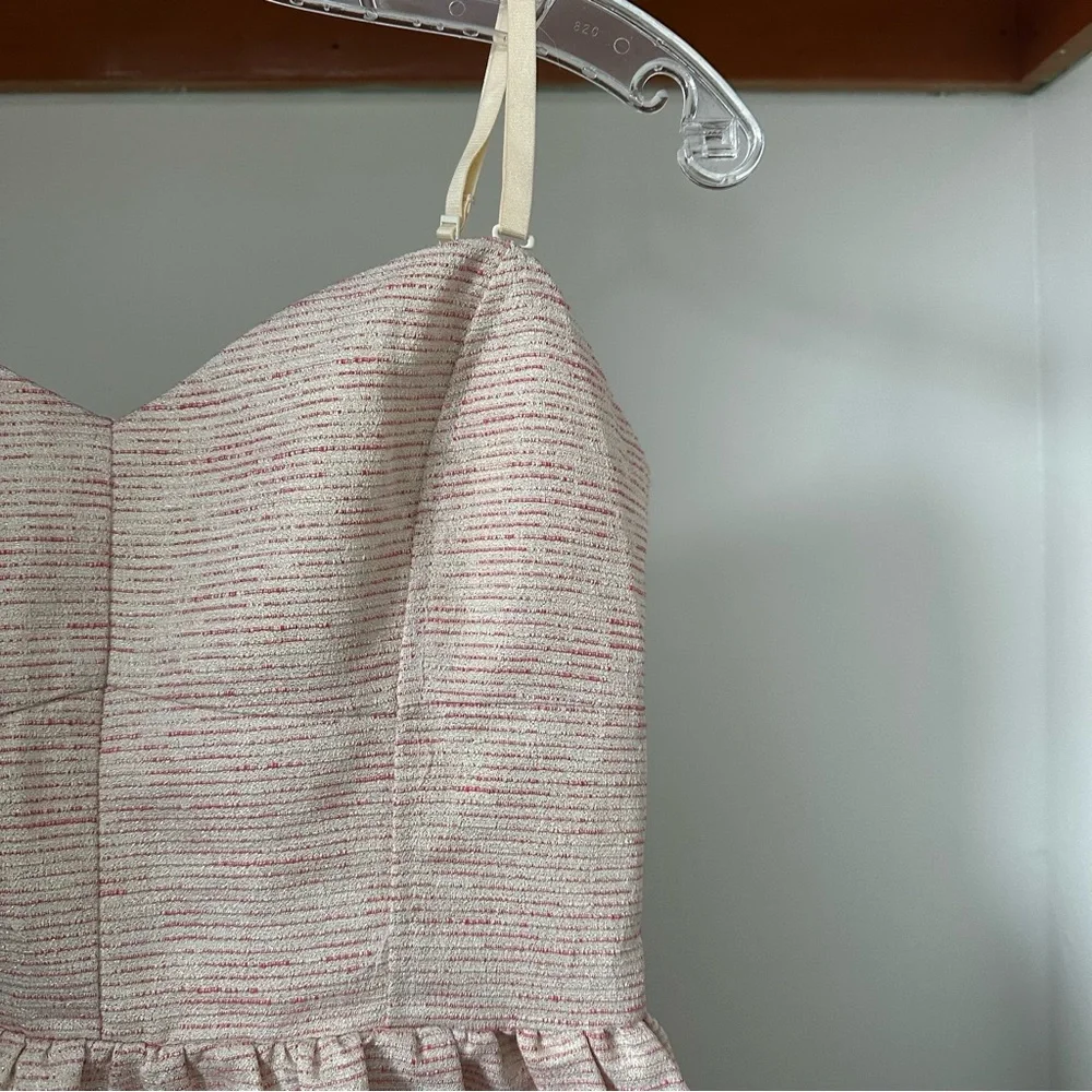 Aritzia Talula pink & cream striped strapless/spaghetti strap dress size 8 - Picture 2 of 6